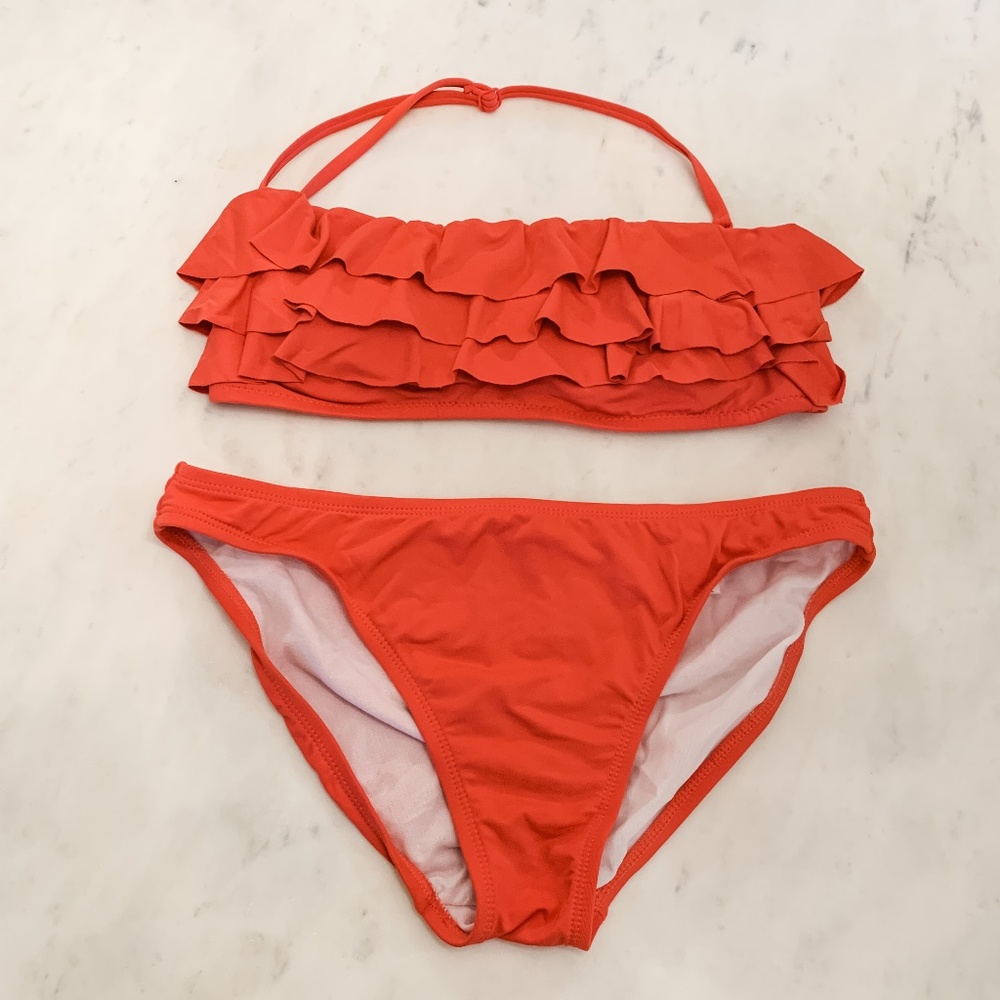 tommy hilfiger ruffle top 2 piece bikini, size M